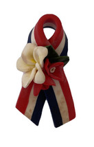 USA American Flag Ribbon Lapel Pin w/ Flowers - £17.85 GBP