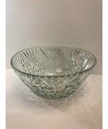 Vintage Clear Patterned Glass Serving Bowl, Triangle Starburst Floral 12... - £19.90 GBP