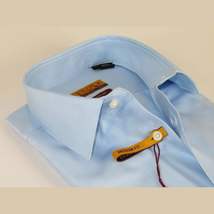 Mens 100% Egyptian Cotton Shirt French Cuffs Wrinkle resistance Enzo 61102 Blue image 5