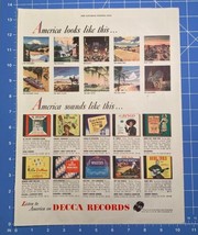 Vintage Print Ad Decca Records 40s Music Bing Al Jolson Burl Ives 13.5&quot; x 5.25&quot; - £10.75 GBP