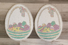 Easter Basket &amp; Eggs Beaded Placemats Bow Chargers Pastel Spring 2 Pc 15... - $54.99