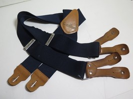 Carhartt Mens Adult Suspenders Blue Navy Leather Chrome Clip 2” Wide VTG? - £18.92 GBP