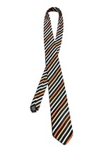 Stafford Polyester Tie Orange Black Striped - £8.62 GBP