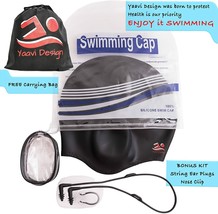 Yaavi Design Premium Silicone Swim Cap for Women Men Youth Kids Swimming... - $17.54