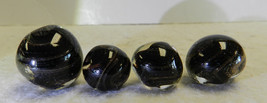 #15744m Group of 4 Handmade Art Glass Pieces or Out of Round Marbles With Lutz - $26.23