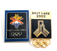 VTG Salt Lake 2002 Winter Olympics &amp; Bidding Logo Enamel Pin Souvenir Lot of 2 - £11.20 GBP