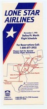 Lone Star Airlines Flight Schedule Time Table November 1, 1992 Dallas Texas - £14.77 GBP