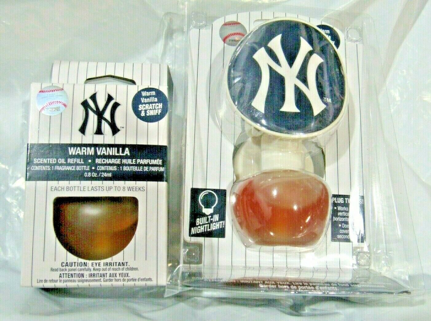 NY Yankees Electric Home Fragrancer w/ Nightlight Scent WARM VANILLA + 1 Refill  - £12.03 GBP