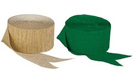 Green and Dark Metallic Gold Crepe Paper Streamers (2 Rolls Each Color) MADE IN  - £7.11 GBP