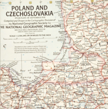 1958 Poland &amp; Czechoslovakia Map National Geographic Vintage 24.75 x 19&quot;... - $554.45 MXN