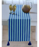Celebrate Together Summer Blue Stripe Reversible Table Runner 13x72 100%... - $504.22 MXN