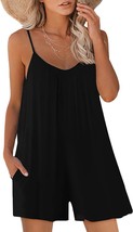 Sleeveless Strap Loose Romper with Pockets - £40.07 GBP