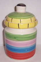 Hand Painted Swirl Design Mult-Colored Ceramic Container by House Wares ... - $465.49 MXN