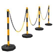Costway Traffic Delineator Poles Barrier 4 Pack w/ 5FT Chains Fillable Base - £77.77 GBP