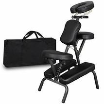 Portable Folding Massage Chair Pu Leather Pad Tattoo Spa W/Carrying Case Black - £91.91 GBP