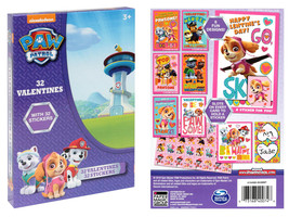 Girls Pink Paw Patrol Valentine&#39;s Day Classroom Cards 32 Stickers 32 Cards - £3.94 GBP