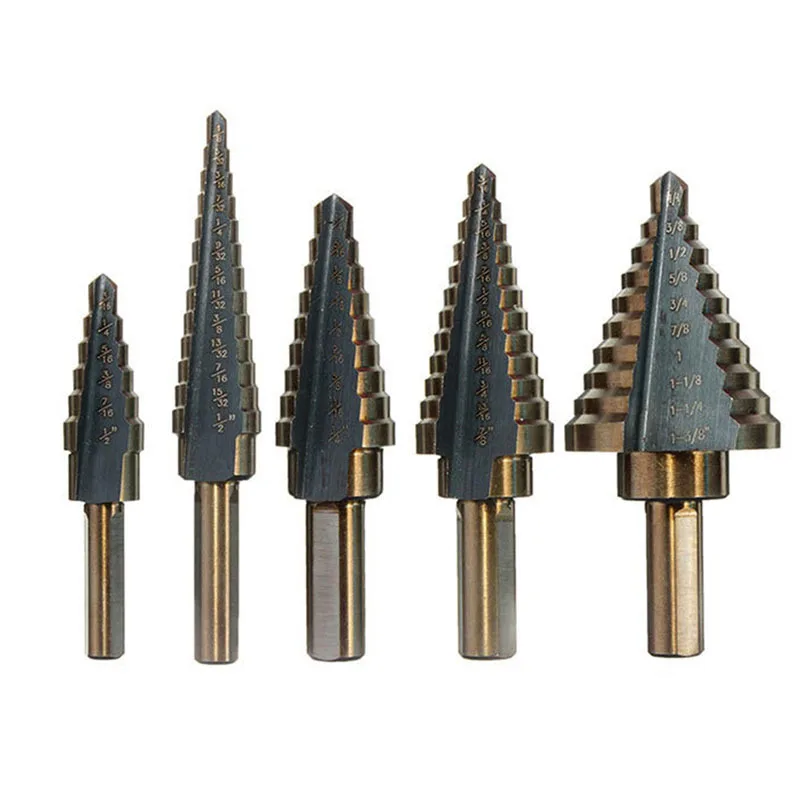 JINRUI British 5pcs pagoda drill bit high speed steel hole opener set triangle s - £210.62 GBP