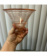 Vtg Pink Depression Glass Etched Footed Pedestal Compote Dish - $12.21 CAD
