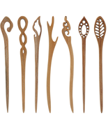 7pc Vintage Wood Hair Sticks Set – Chinese Japanese Bun Pin Fork Clips - $20.85