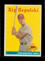 Vintage Baseball Trading Card Topps 1958 #14 Rip Repulski Philadelphia Phillies - £9.83 GBP