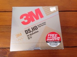 Sealed Unopened New 10 Floppy Diskettes Disks 3M DS HD 5 1/4&quot; 1.6MB USA ... - £31.44 GBP