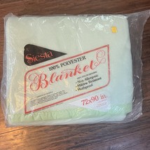 Vintage Siesta Blanket Satin Trim Mint Green Double Full Polyester 72x90... - $44.54