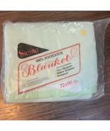 Vintage Siesta Blanket Satin Trim Mint Green Double Full Polyester 72x90... - $61.11 CAD