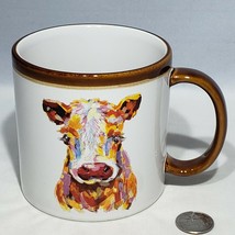 Cow Art Coffee Mug Cup Stoneware Abstract Pop Art 18 oz EUC - £13.25 GBP