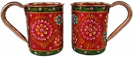 Pure Copper  Handmade Outer Hand Painted Art Work Wine, Straight Mug - Cup 16 oz - £26.89 GBP