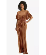 Open-Back Velvet Maxi Dress with Draped Wrap Skirt....Golden Almond...Si... - $75.05