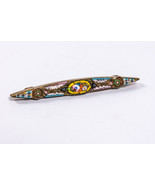 Quality Old Vintage Italian Micro Mosaic Floral Design Brass Brooch Pin ... - $1,201.60 MXN