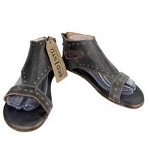 BED|STU Soto Burnished Metallic Gray Leather Sandals 9 Grommets New - £70.39 GBP