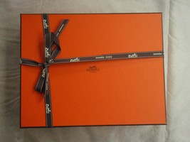 Hermes box and ribbon rectangle medium gift quality empty 467 orange - $20.78