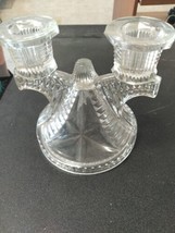 Federal Glass Double Light Candlestick Wigwam Clear  - $12.00