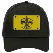 Saints Fleur De Lis Gold Novelty Black Mesh License Plate Hat - £23.04 GBP