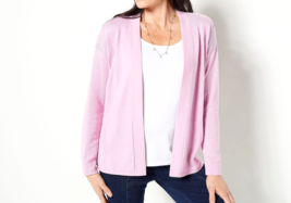 Isaac Mizrahi Exposed Linking Sweater Cardigan Pockets- Mauve Mist, 5X - £17.91 GBP