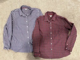 2 LL Bean Women’s Shirts Button Down Plaid Medium Long Sleeve Tops Lot Bundle - £23.07 GBP