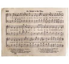 1865 Bright Is The Wine Victorian Sheet Music Small Page Happy Voices PCBG15B - £19.57 GBP