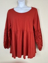 NWT Torrid Womens Plus Size 4 (4X) Red Scoop Neck Babydoll Short Long Sleeve - £19.13 GBP