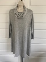Capio Woman 1X Lighter Weight Cowel Neck A line Sweater Dress Heth. Gray - $29.70