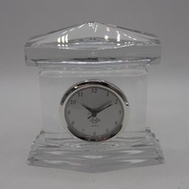 Desk Clock Lenox Glass Executive Solid Heavy Office Decor - $24.74