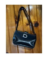 Vintage 90s 2000s DKNY Minimalist Black Leather Shoulder Bag - Baguette ... - £38.61 GBP