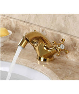 Double handles bathroom bidet faucet mixer tap Single hole Gold colour - $171.13 CAD