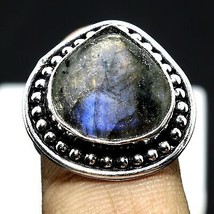 Bague faite à la main en pierre précieuse naturelle labradorite argent... - $6.86