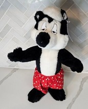 Looney Tunes 11" Pepe Le Pew 1997 Vintage Plush Toy With Tags Red Boxer Shorts - $18.80