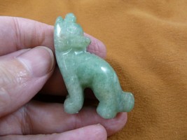 Y-COY-ST-559) Green COYOTE gemstone carving FIGURINE stone gem love baby... - $14.01