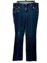 No Boundaries Womens Dark Wash Straight Leg Jeans with Heart Zippers Siz... - £13.56 GBP