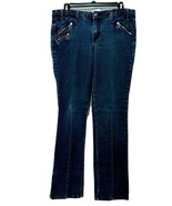 No Boundaries Womens Dark Wash Straight Leg Jeans with Heart Zippers Siz... - £13.34 GBP