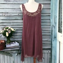 H Trend Silk Dress XS Lagenlook Italy Boho Crochet Neck Layers Flowy Asy... - $34.63
