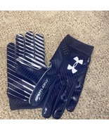 UNDER ARMOUR SPOTLIGHT RECEIVER FOOTBALL GLOVES SKILL NAVY AND WHITE XXL - $368.02 MXN